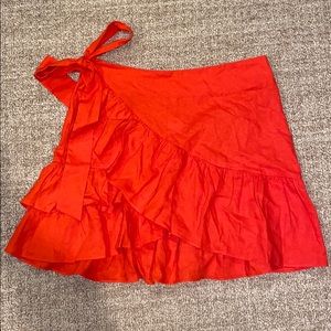 Wrap mini skirt with ruffles